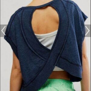 Free People My Time Tee Navy Blue Small